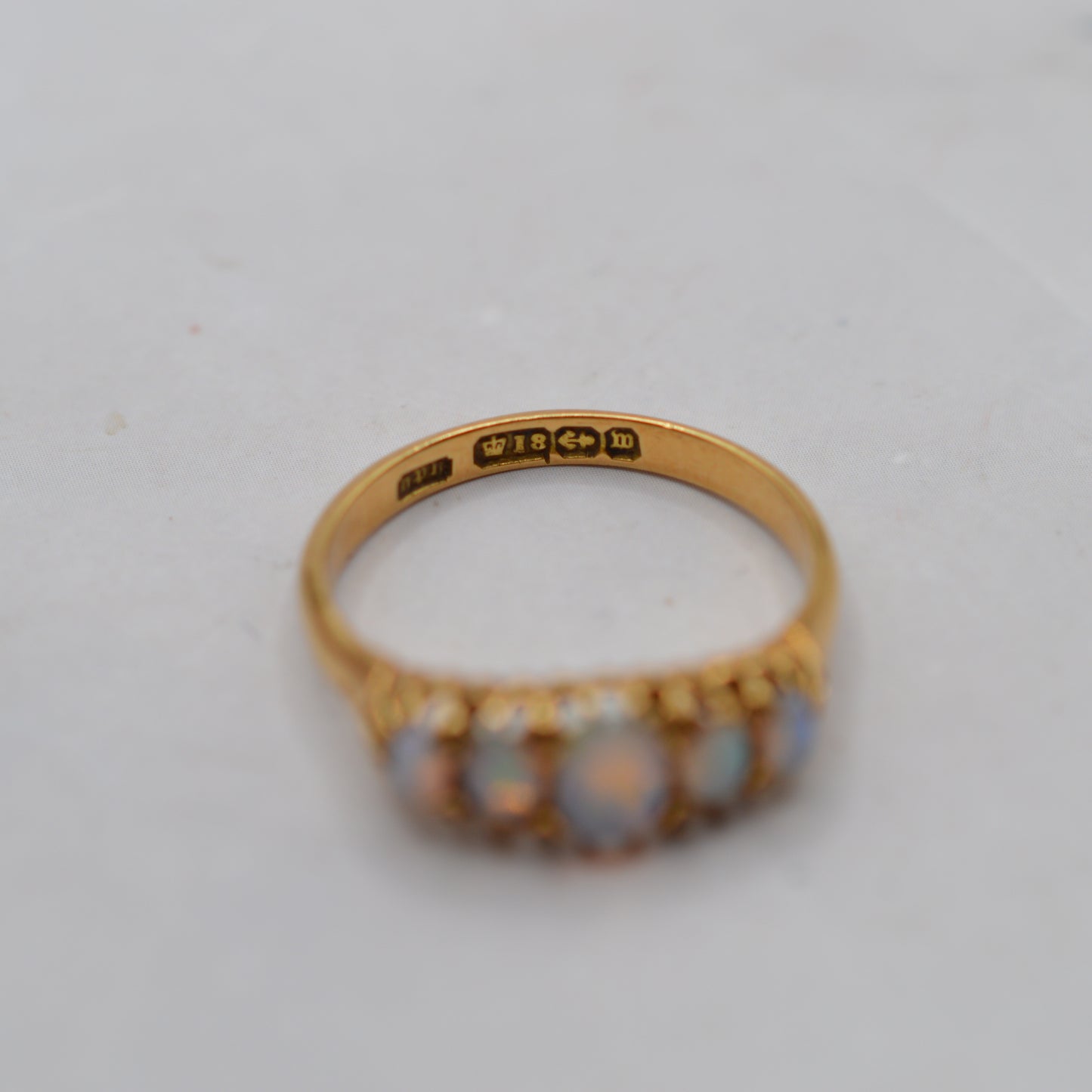 Victorian 1896 18ct Gold Antique Opal Five-Stone Ring
