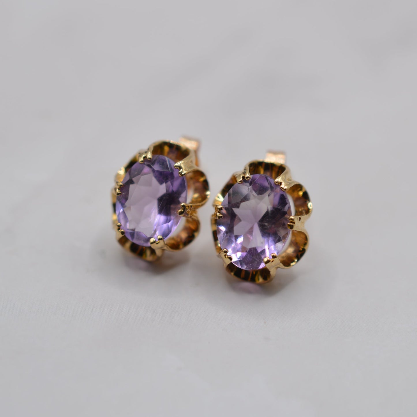 1990s 9ct Gold Amethyst Stud Earrings