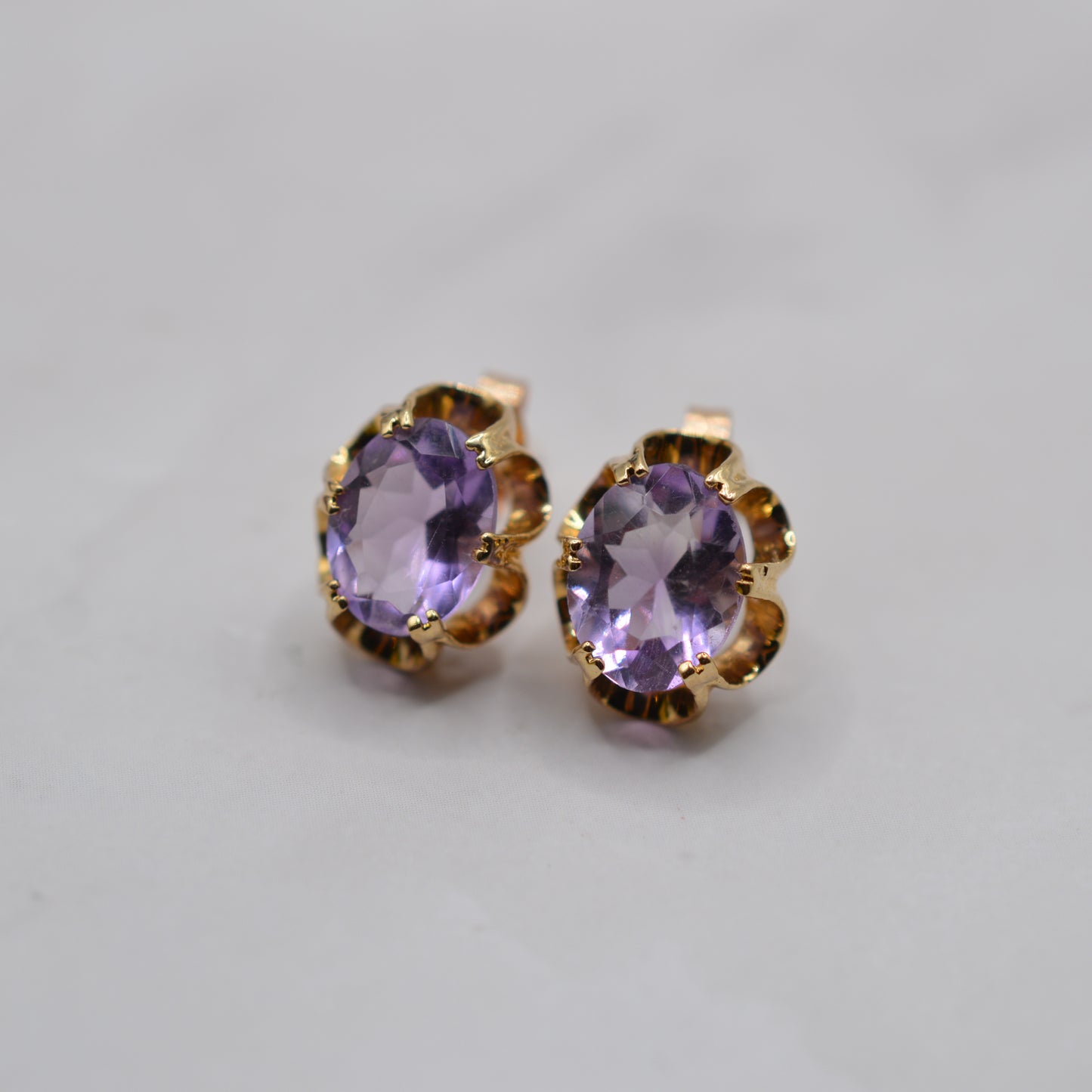 Vintage 9ct Gold Amethyst Ring, Necklace & Earrings Suite