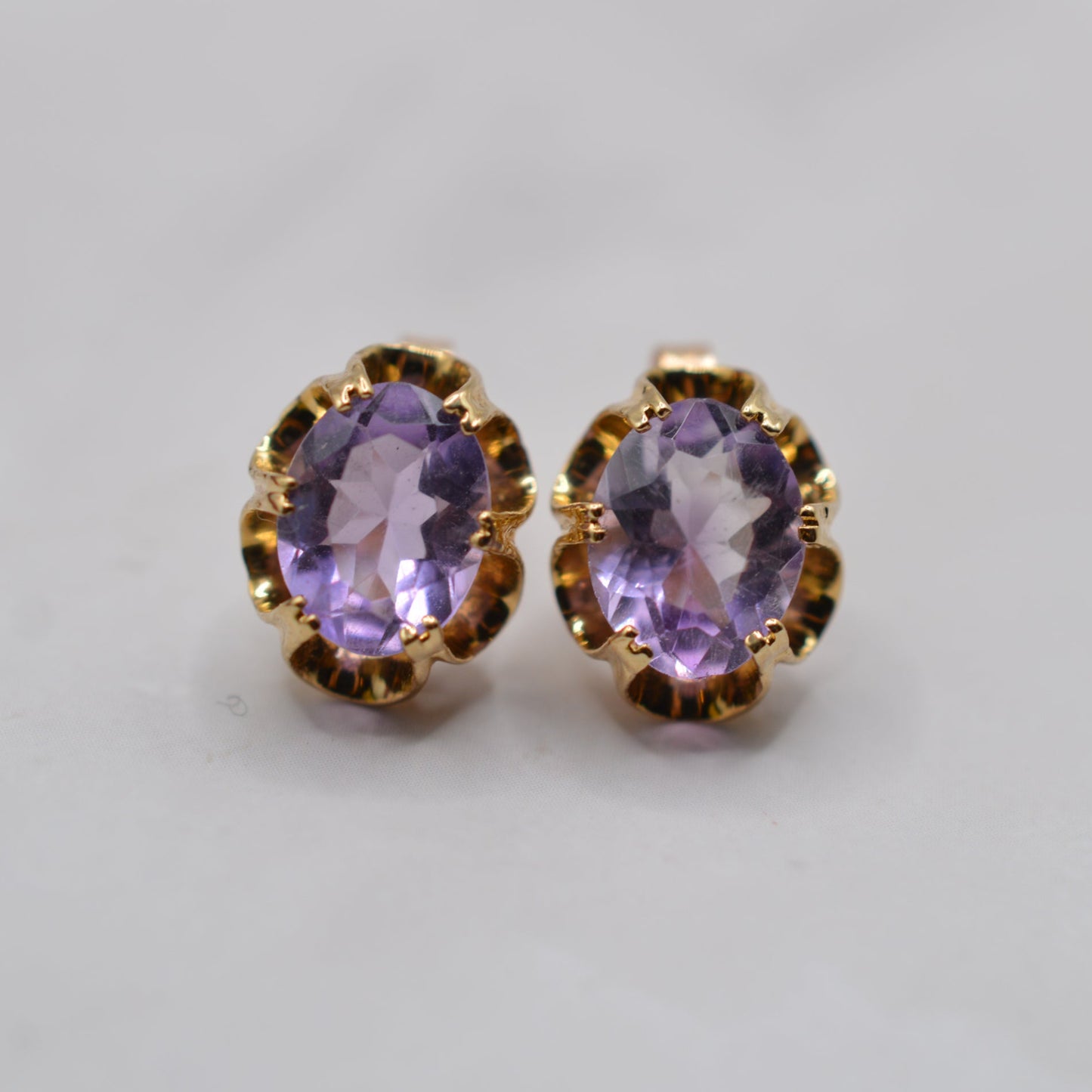 1990s 9ct Gold Amethyst Stud Earrings