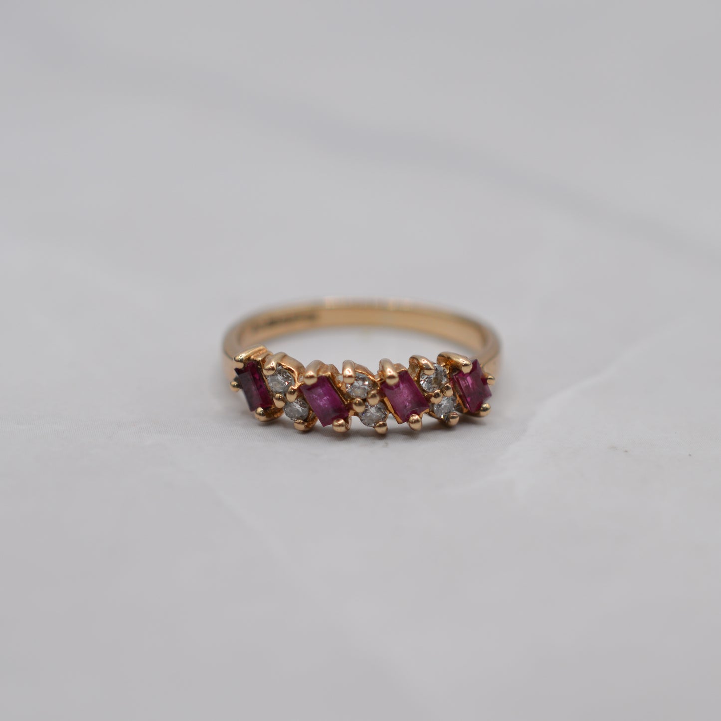 1990s 9ct Gold Ruby & Diamond Half-Eternity Ring