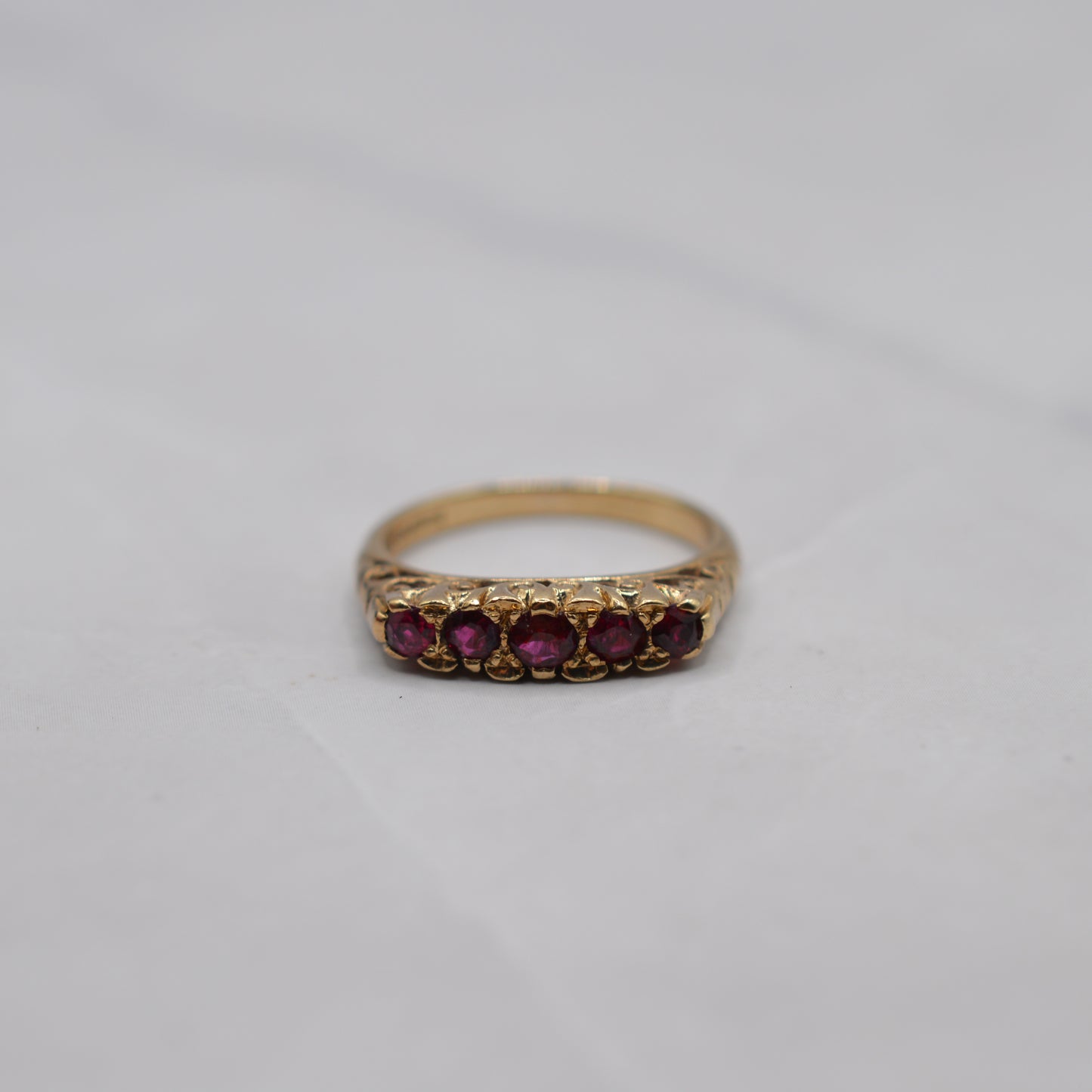 1990s 9ct Gold Ruby Five-Stone Ring