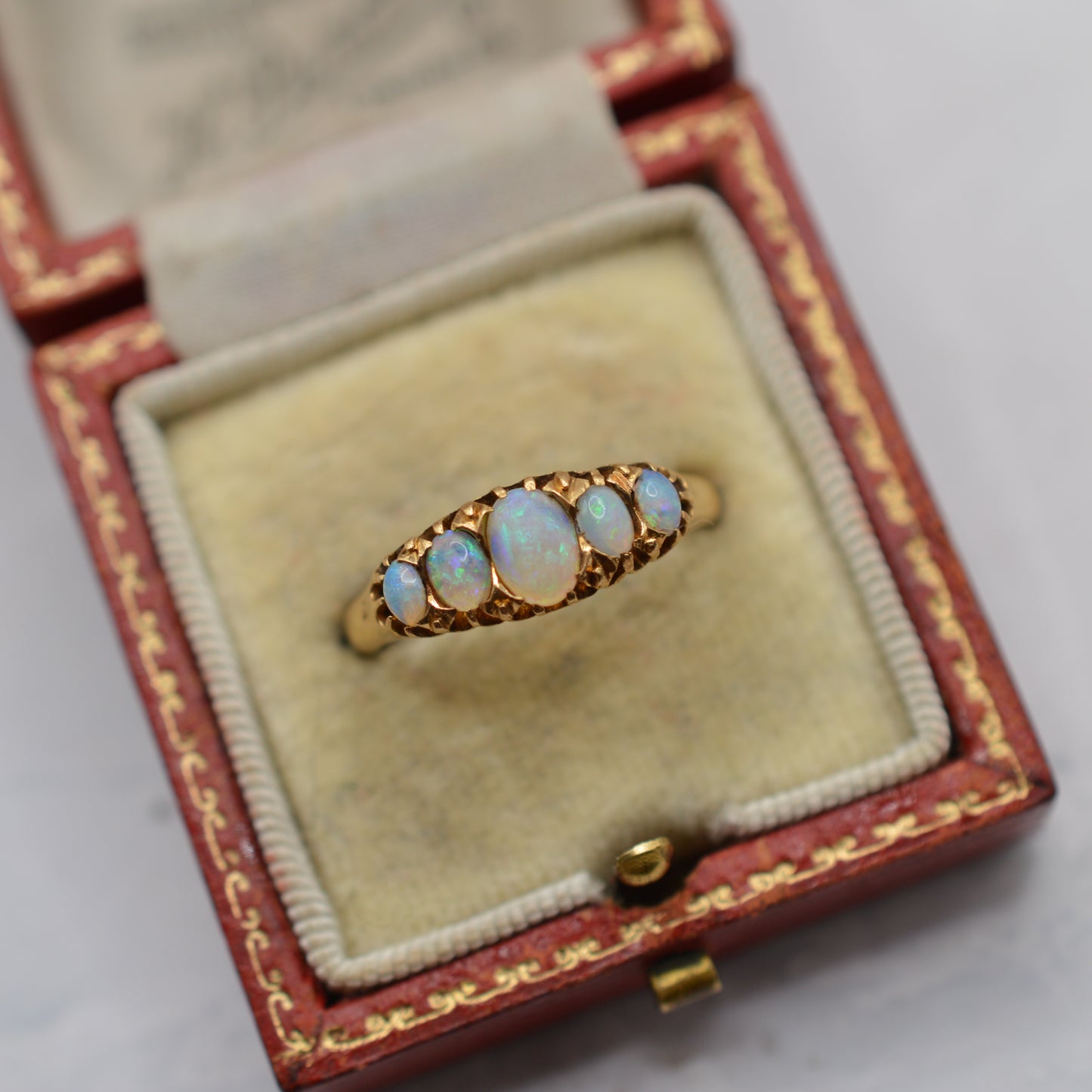 Victorian 1896 18ct Gold Antique Opal Five-Stone Ring