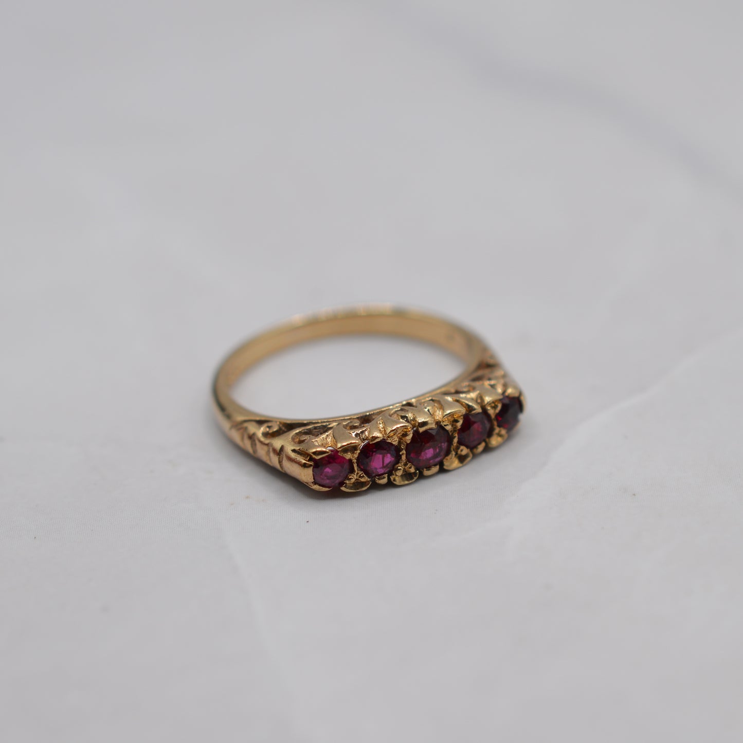 1990s 9ct Gold Ruby Five-Stone Ring