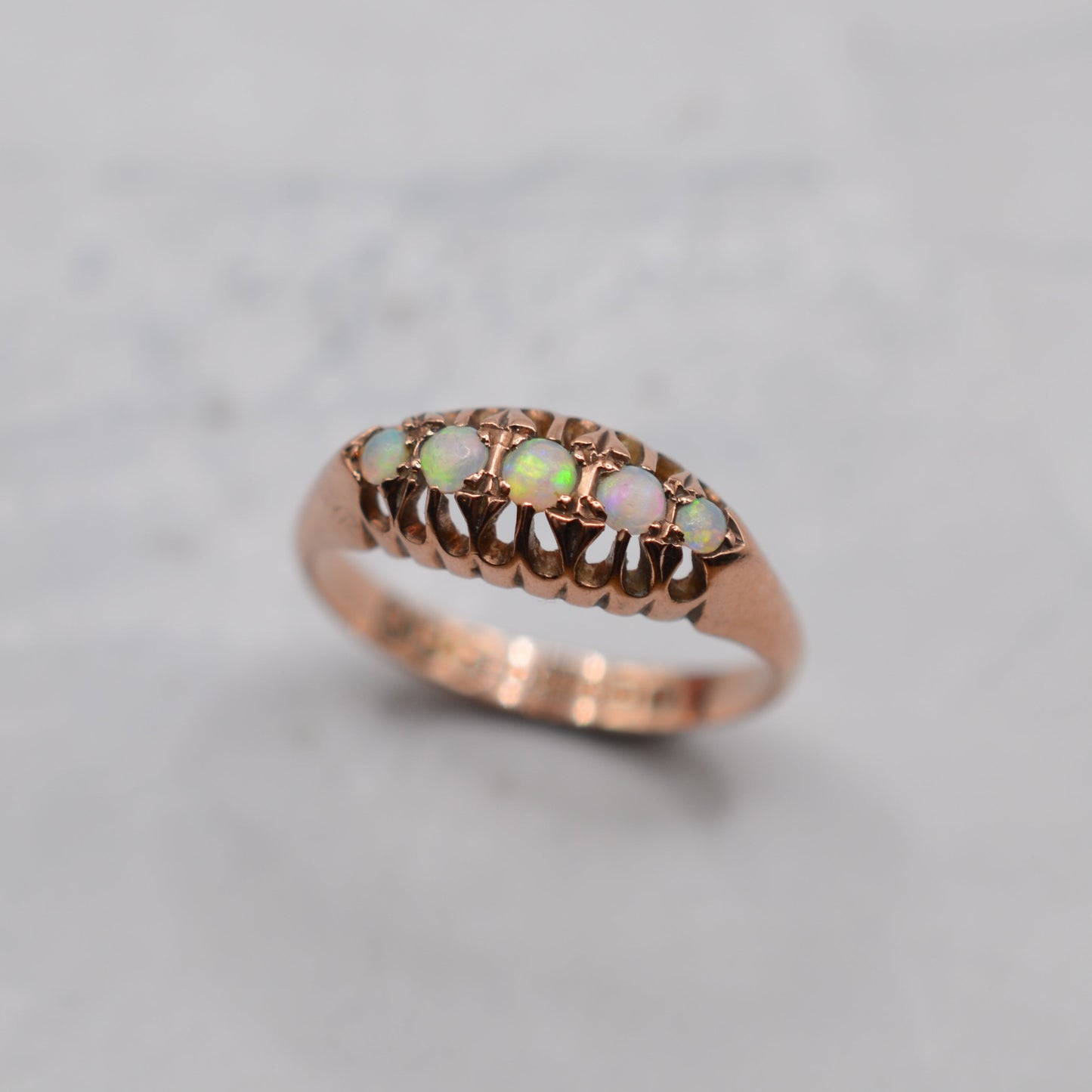 1920s Antique 9ct Rose Gold Opal Five-Stone Ring