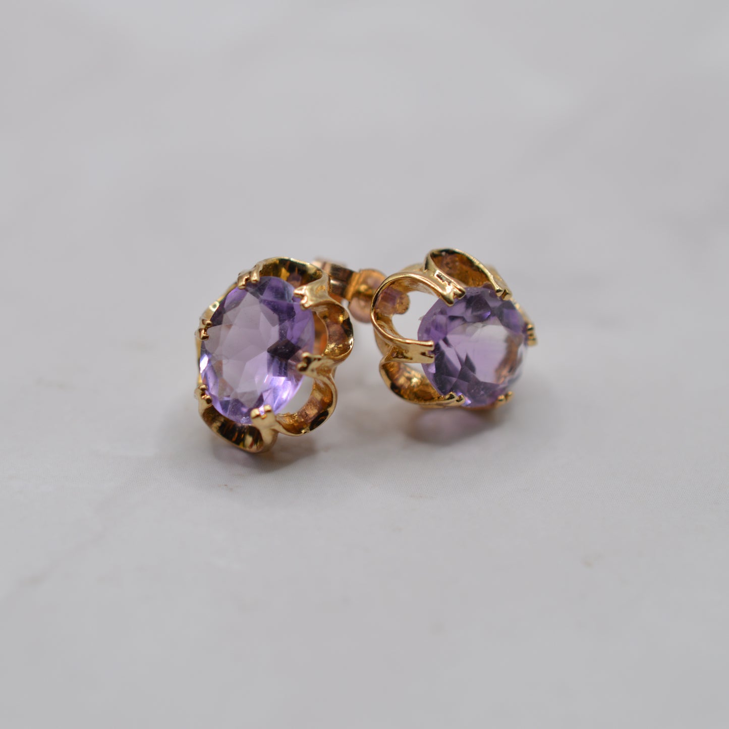 1990s 9ct Gold Amethyst Stud Earrings