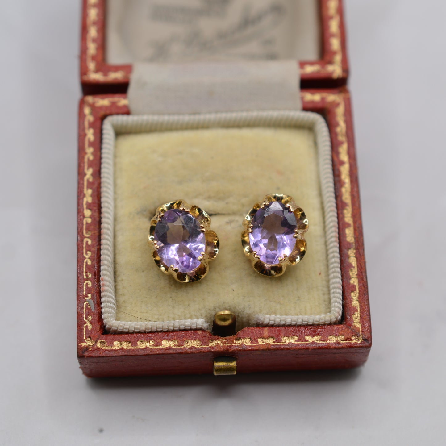 1990s 9ct Gold Amethyst Stud Earrings