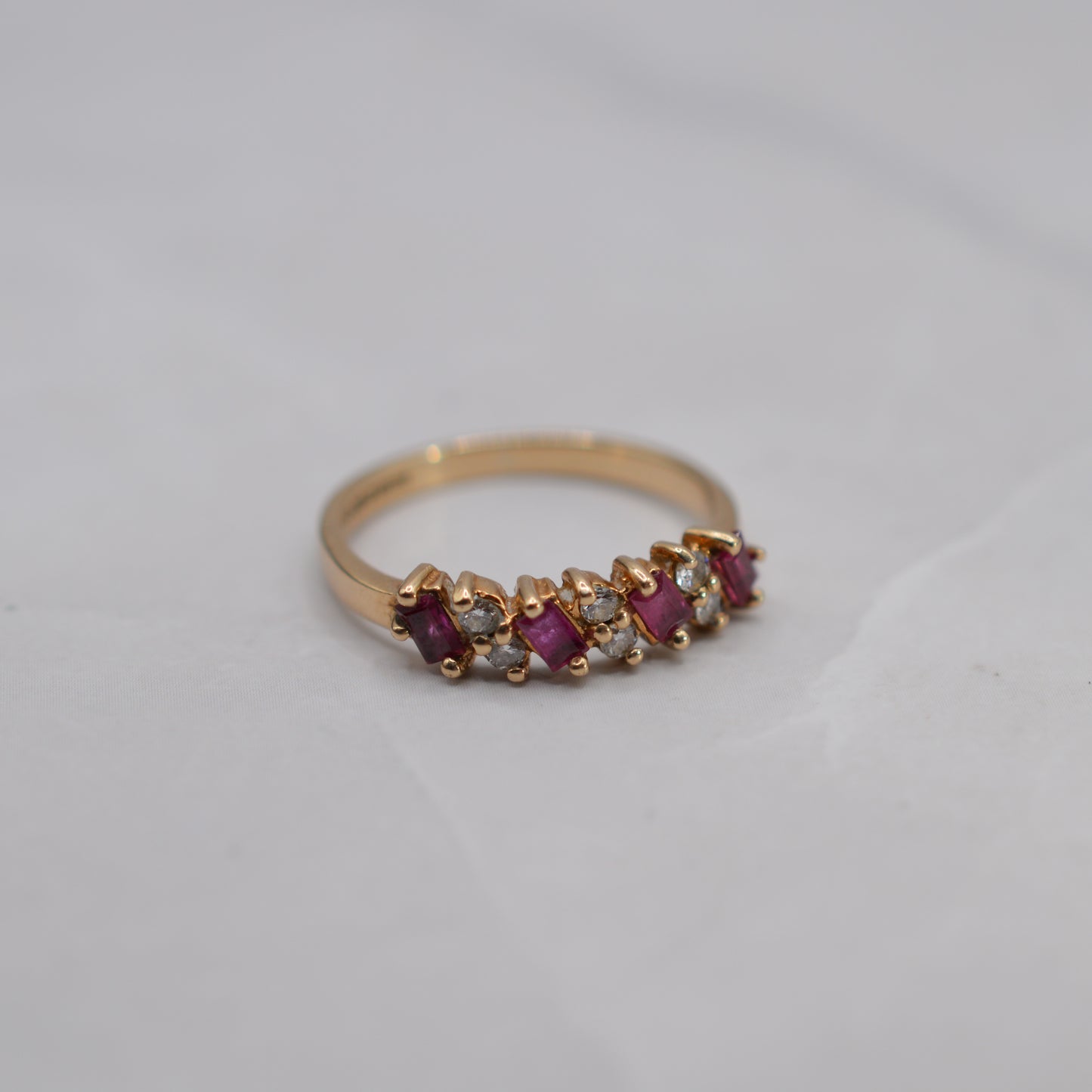 1990s 9ct Gold Ruby & Diamond Half-Eternity Ring