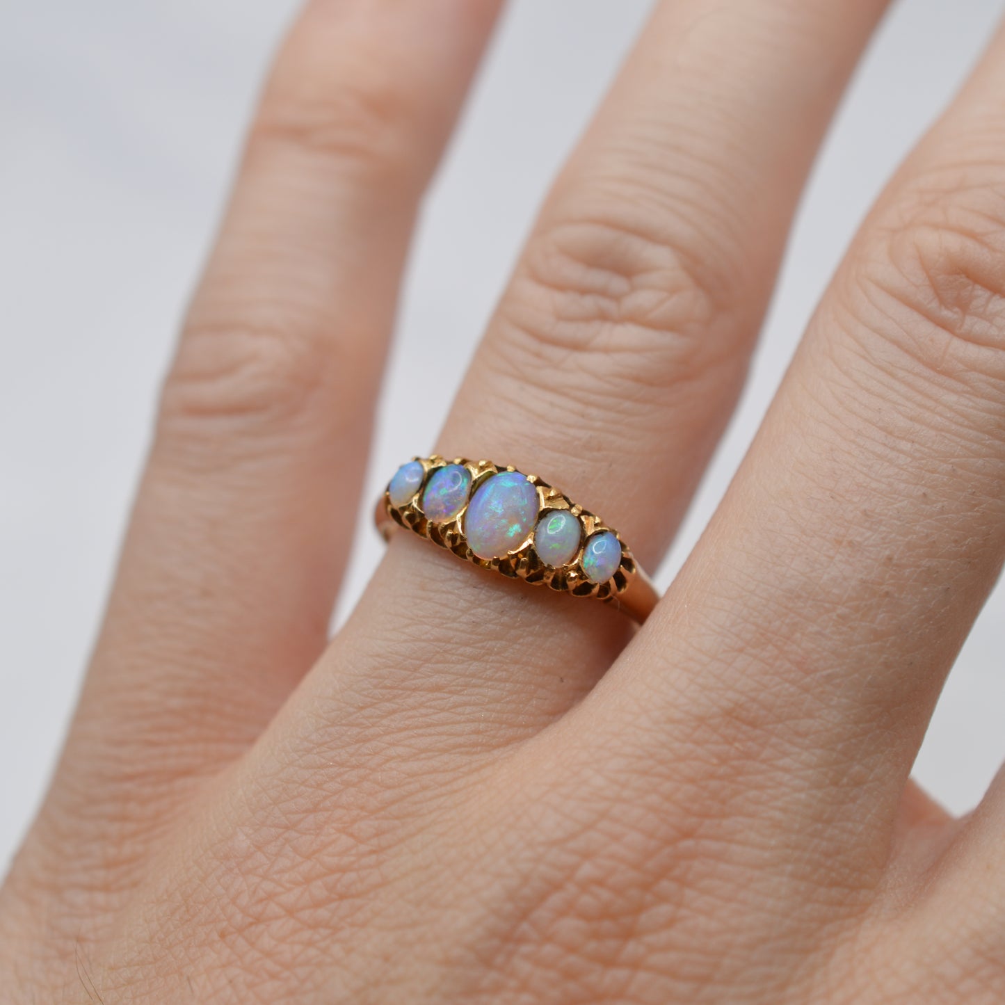 Victorian 1896 18ct Gold Antique Opal Five-Stone Ring