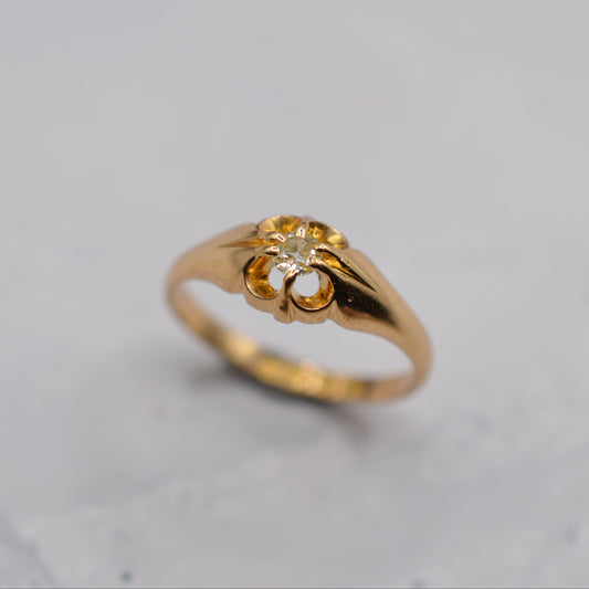 Antique 1912 18ct Gold Diamond Unisex Belcher Ring