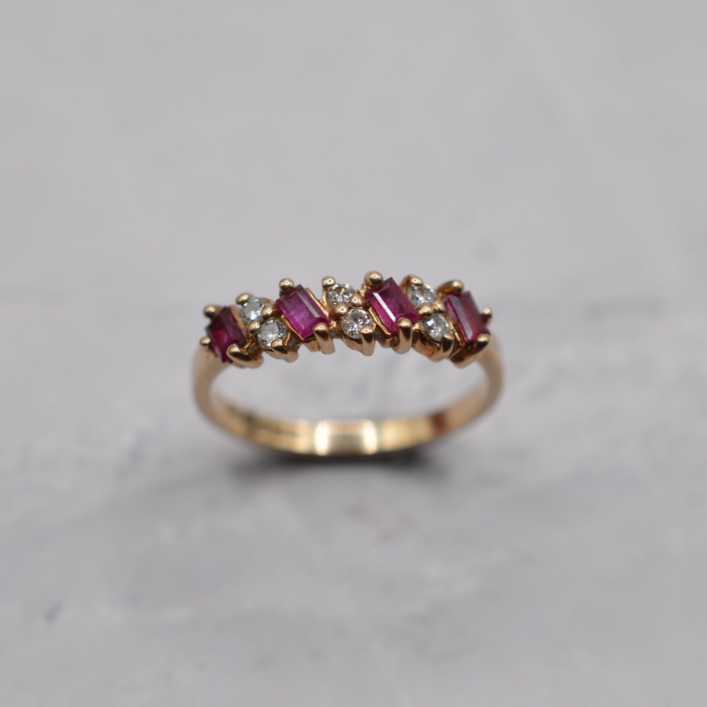 1990s 9ct Gold Ruby & Diamond Half-Eternity Ring