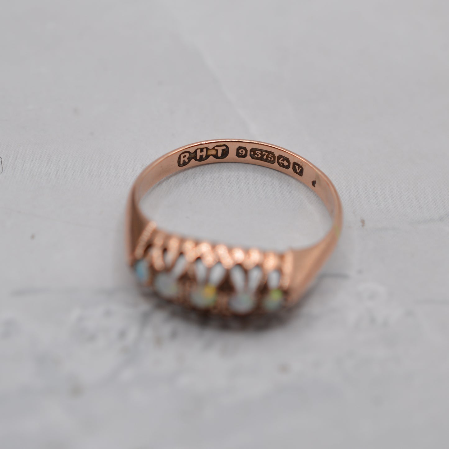 1920s Antique 9ct Rose Gold Opal Five-Stone Ring