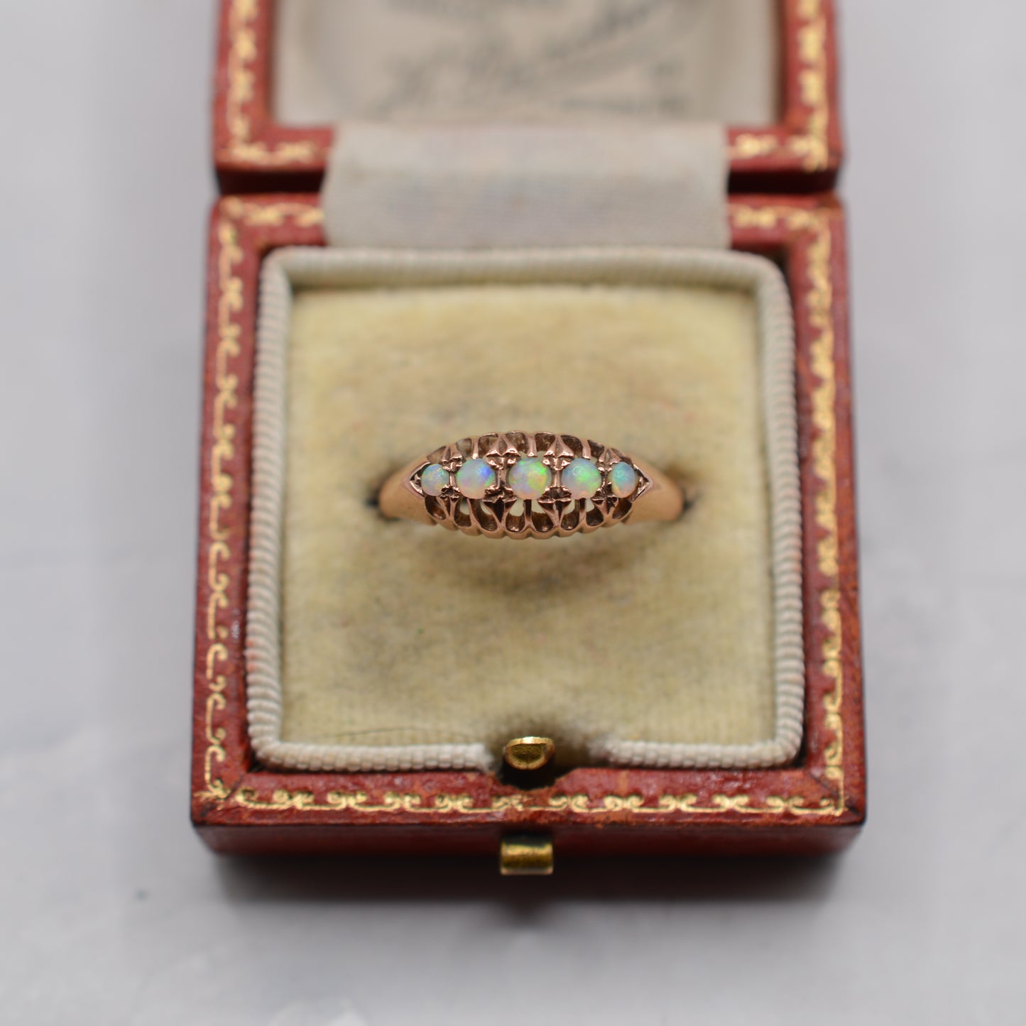 1920s Antique 9ct Rose Gold Opal Five-Stone Ring
