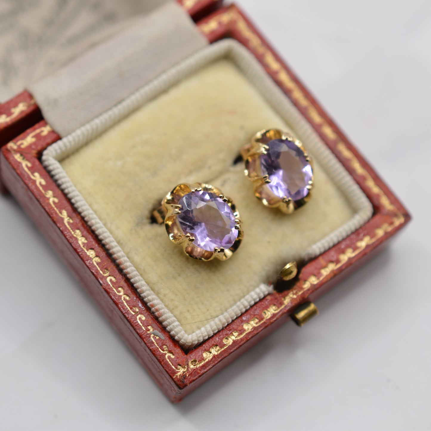 1990s 9ct Gold Amethyst Stud Earrings