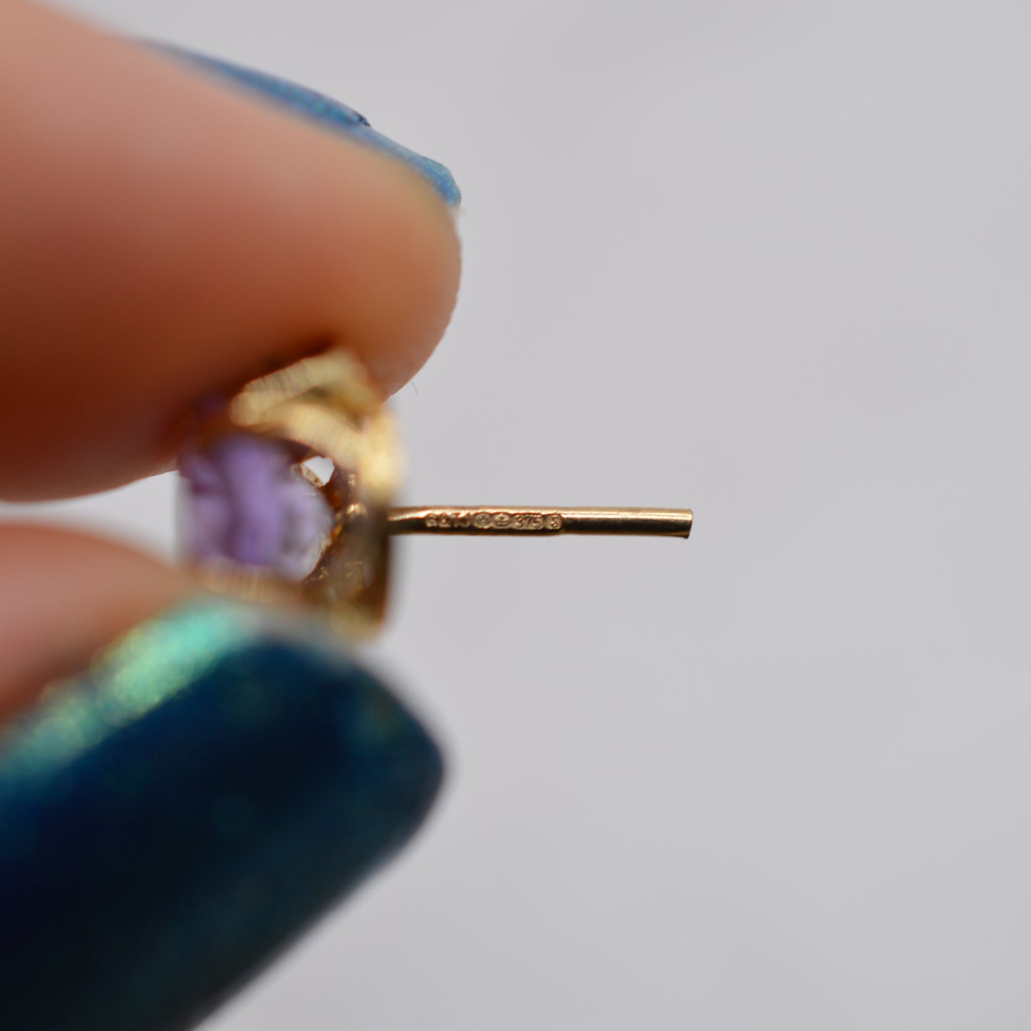 1990s 9ct Gold Amethyst Stud Earrings