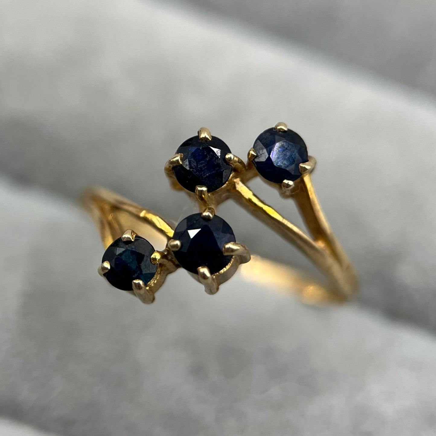 1980s Vintage 9ct Gold Sapphire Dress Ring