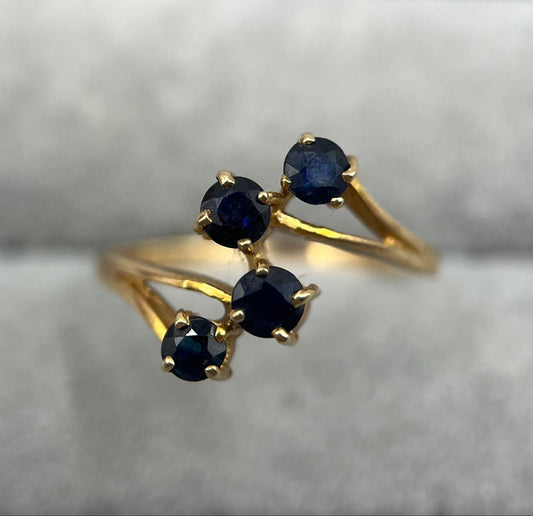 1980s Vintage 9ct Gold Sapphire Dress Ring