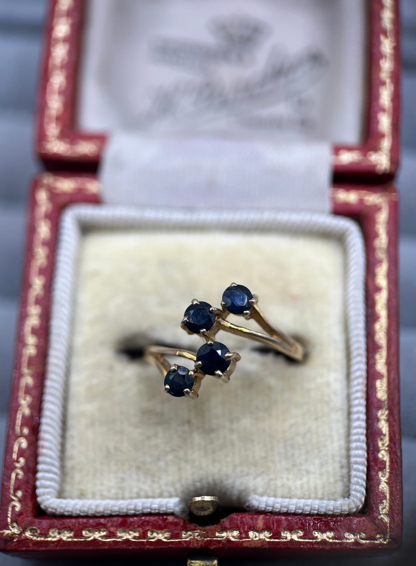 1980s Vintage 9ct Gold Sapphire Dress Ring