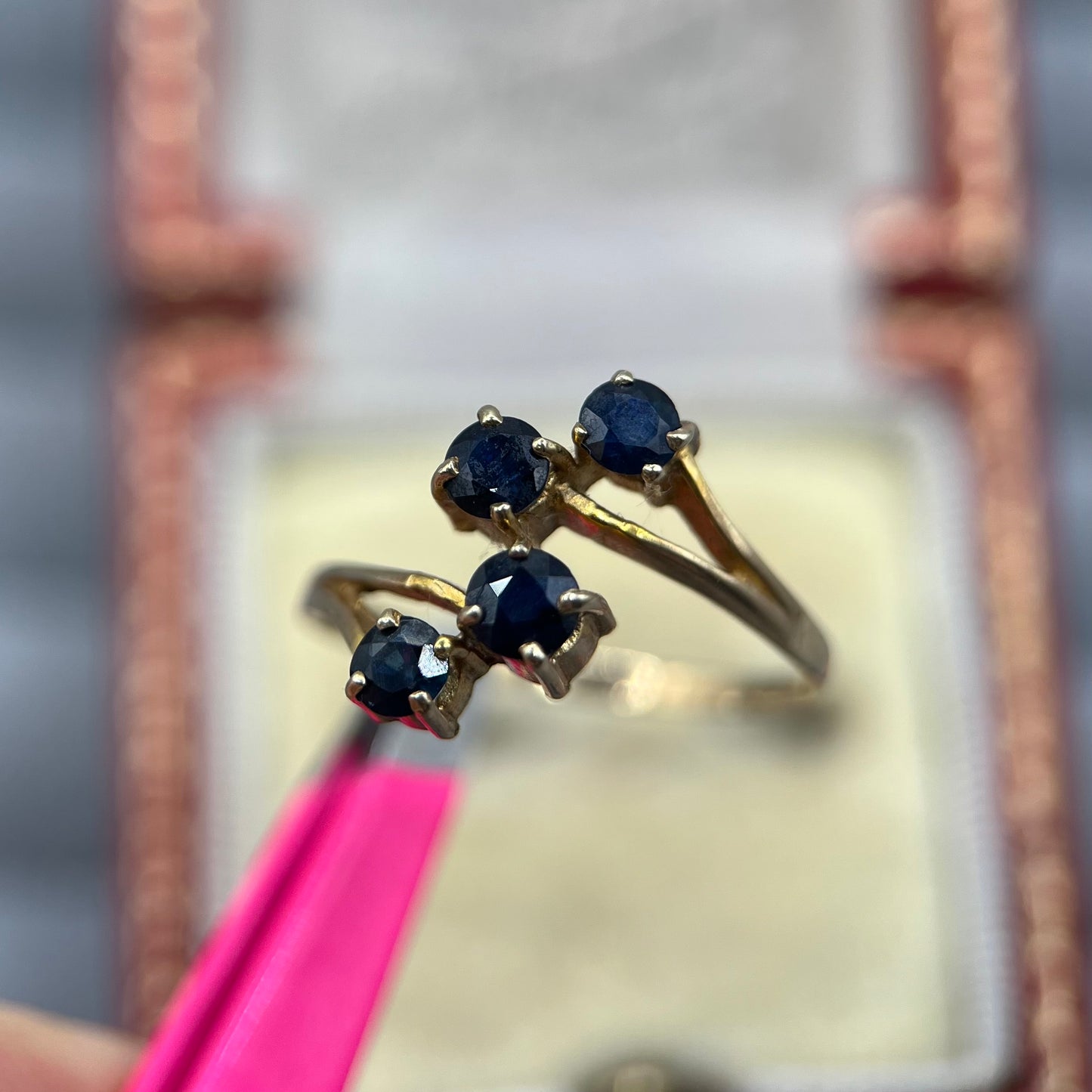 1980s Vintage 9ct Gold Sapphire Dress Ring