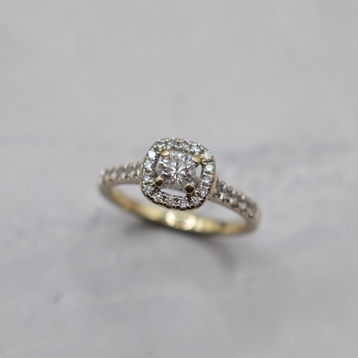 Stacking 18ct Gold Diamond Cluster & Half-Eternity Ring Set