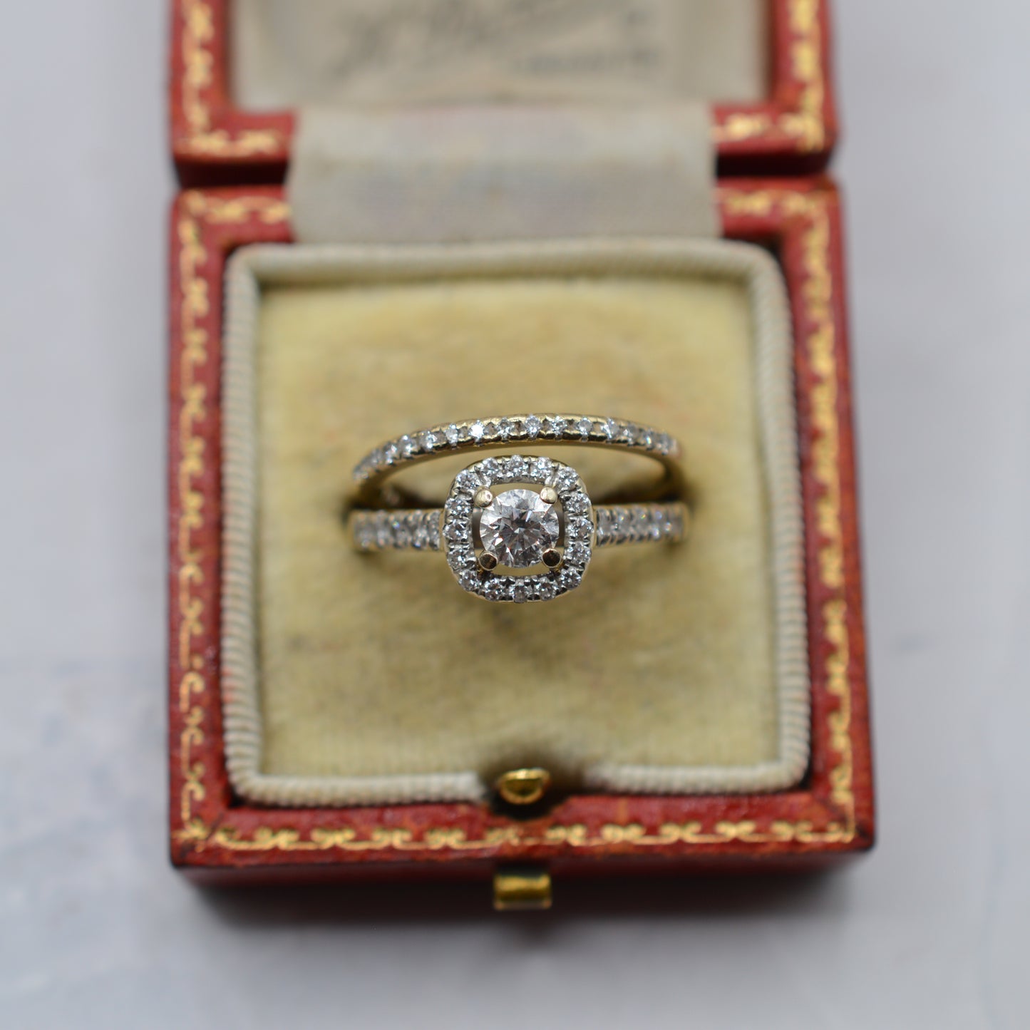 Stacking 18ct Gold Diamond Cluster & Half-Eternity Ring Set