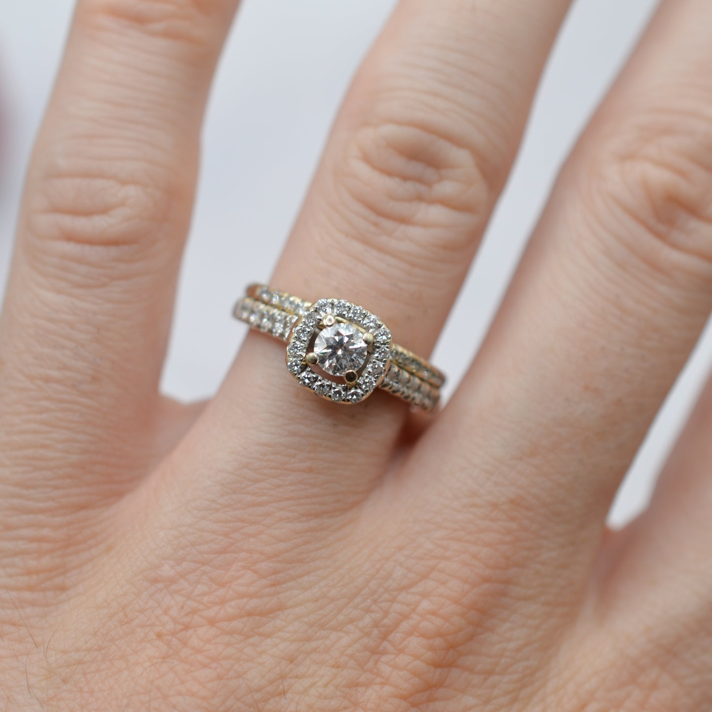 Stacking 18ct Gold Diamond Cluster & Half-Eternity Ring Set