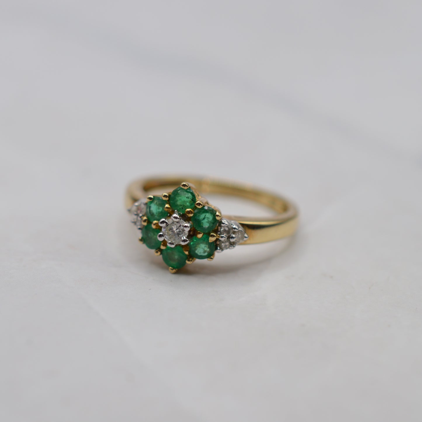 Stacking Set Y2K 9ct Gold Emerald & Diamond Wishbone & Cluster Rings