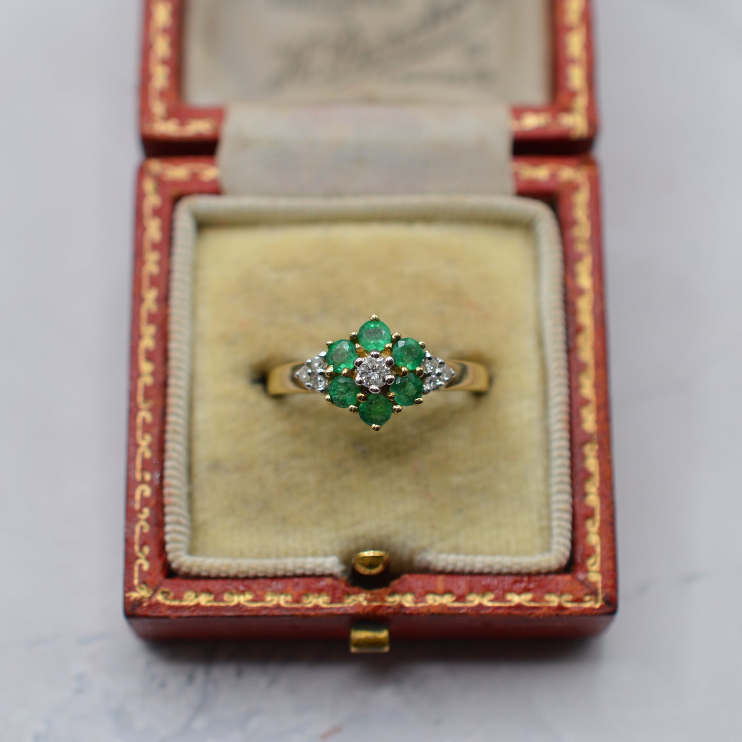 Stacking Set Y2K 9ct Gold Emerald & Diamond Wishbone & Cluster Rings