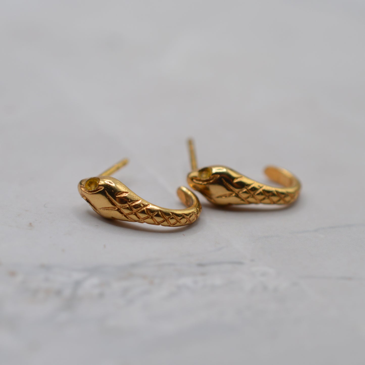 Vintage 1965 9ct Gold Snake Half-Hoop Earrings