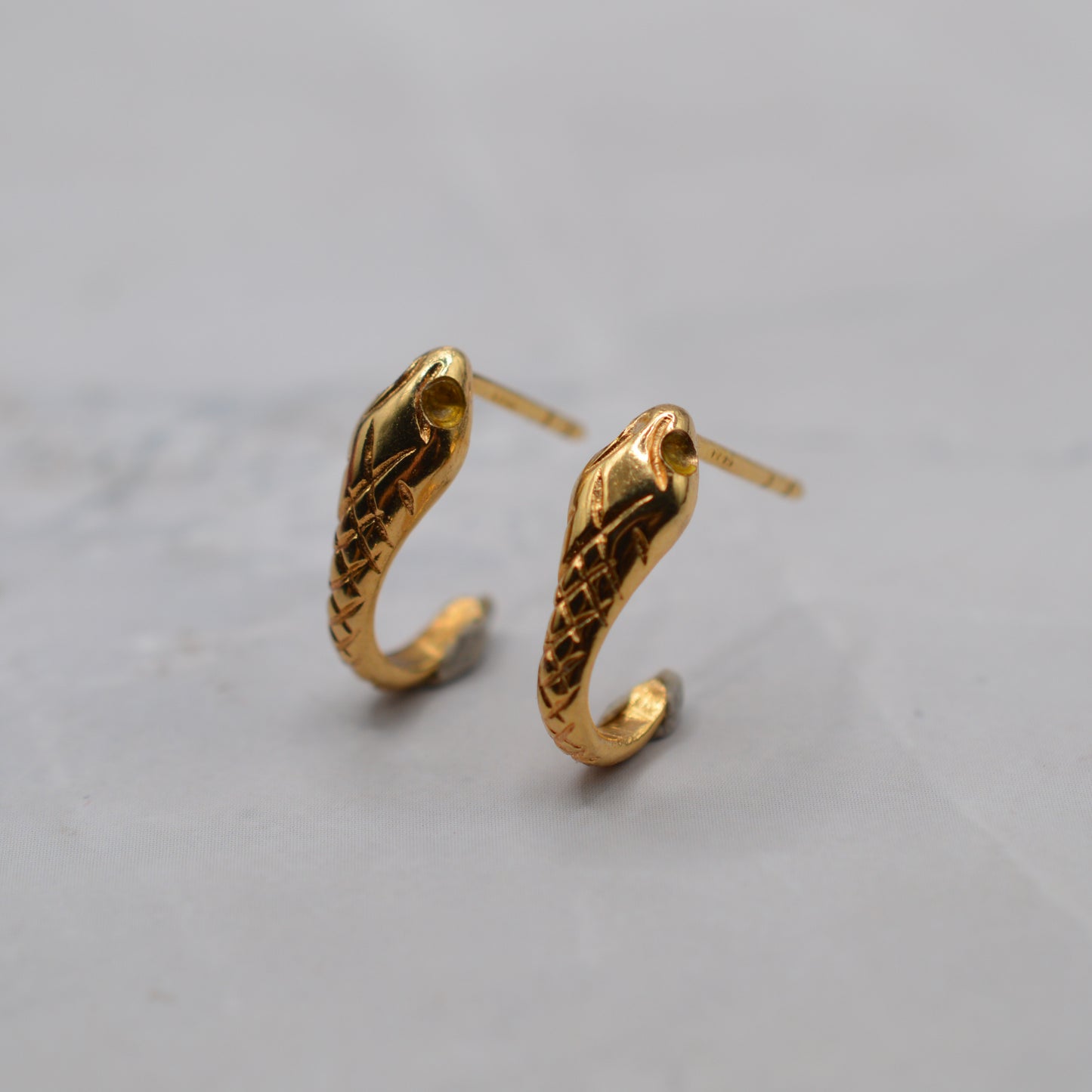 Vintage 1965 9ct Gold Snake Half-Hoop Earrings