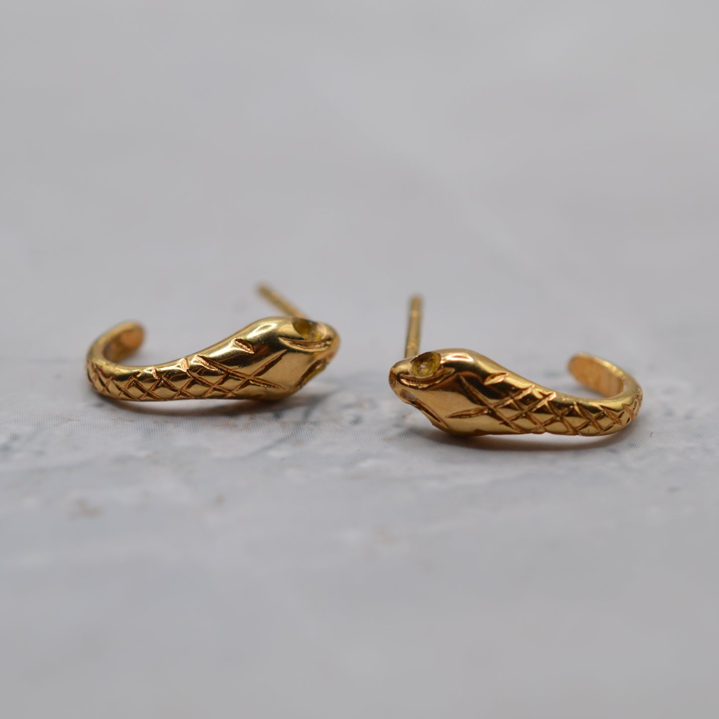 Vintage 1965 9ct Gold Snake Half-Hoop Earrings