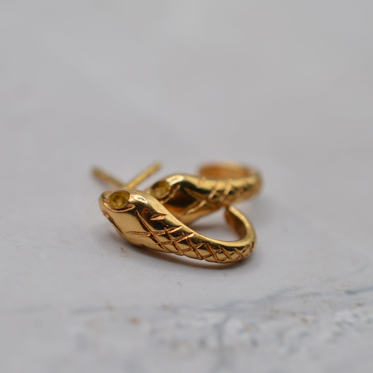Vintage 1965 9ct Gold Snake Half-Hoop Earrings