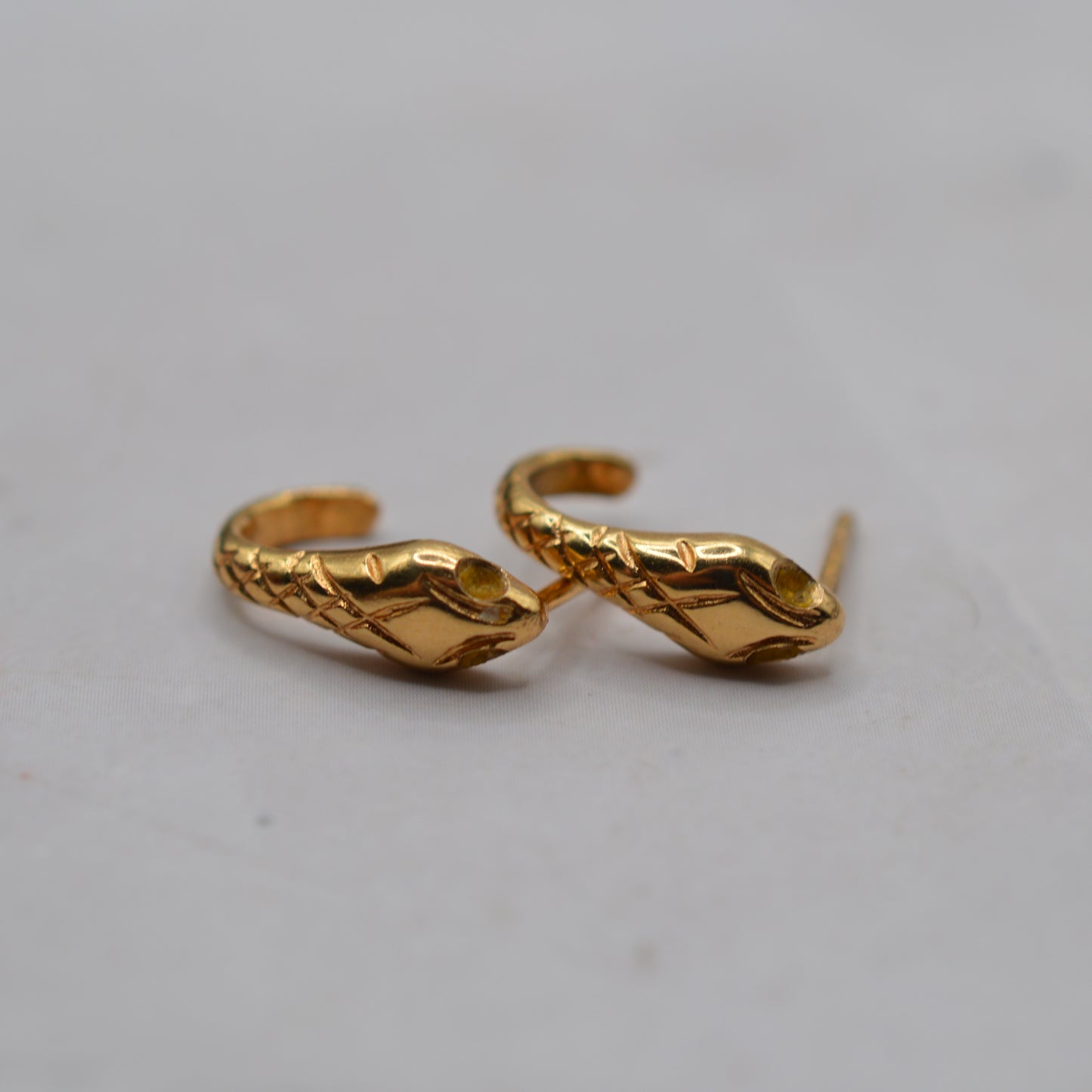 Vintage 1965 9ct Gold Snake Half-Hoop Earrings
