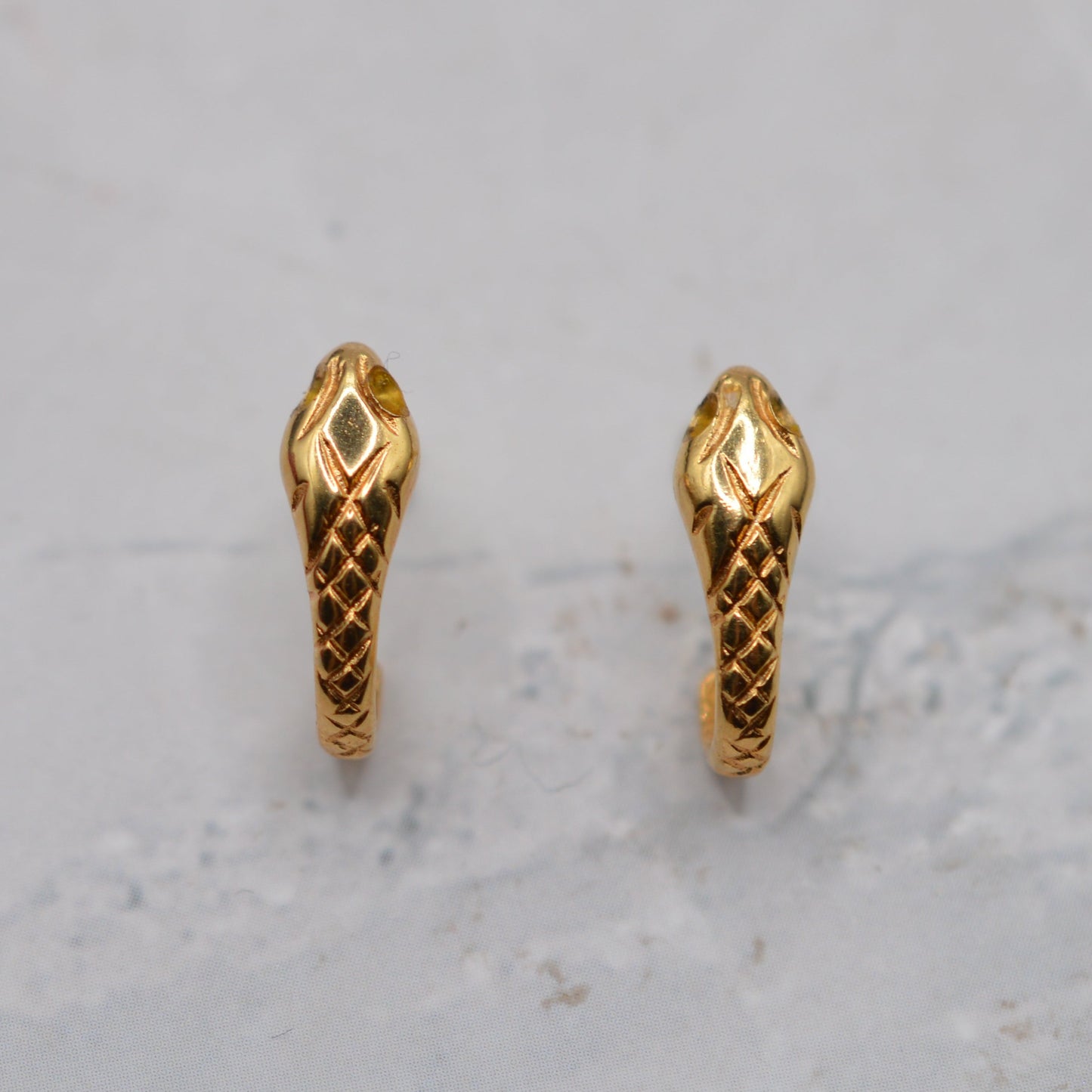 Vintage 1965 9ct Gold Snake Half-Hoop Earrings