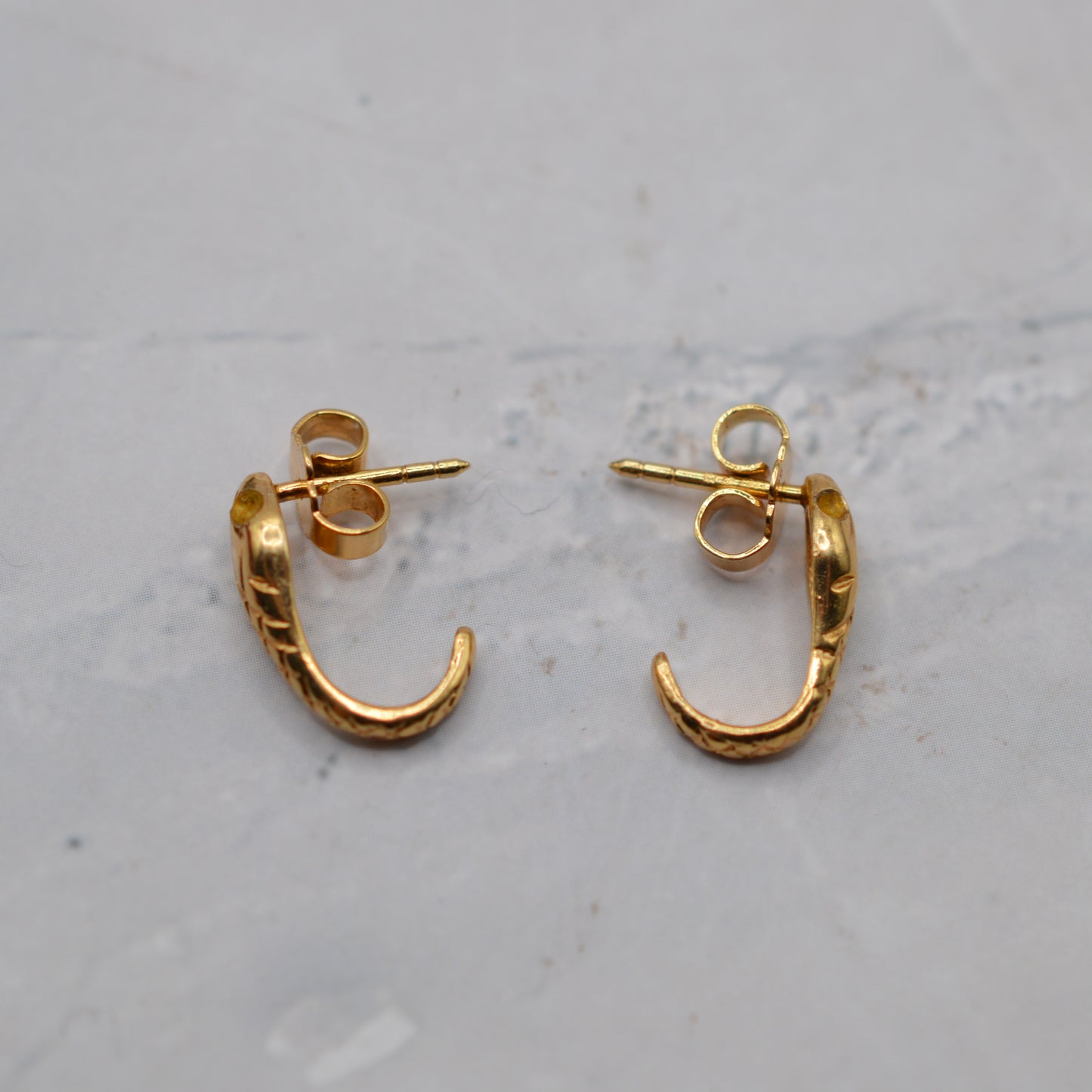 Vintage 1965 9ct Gold Snake Half-Hoop Earrings