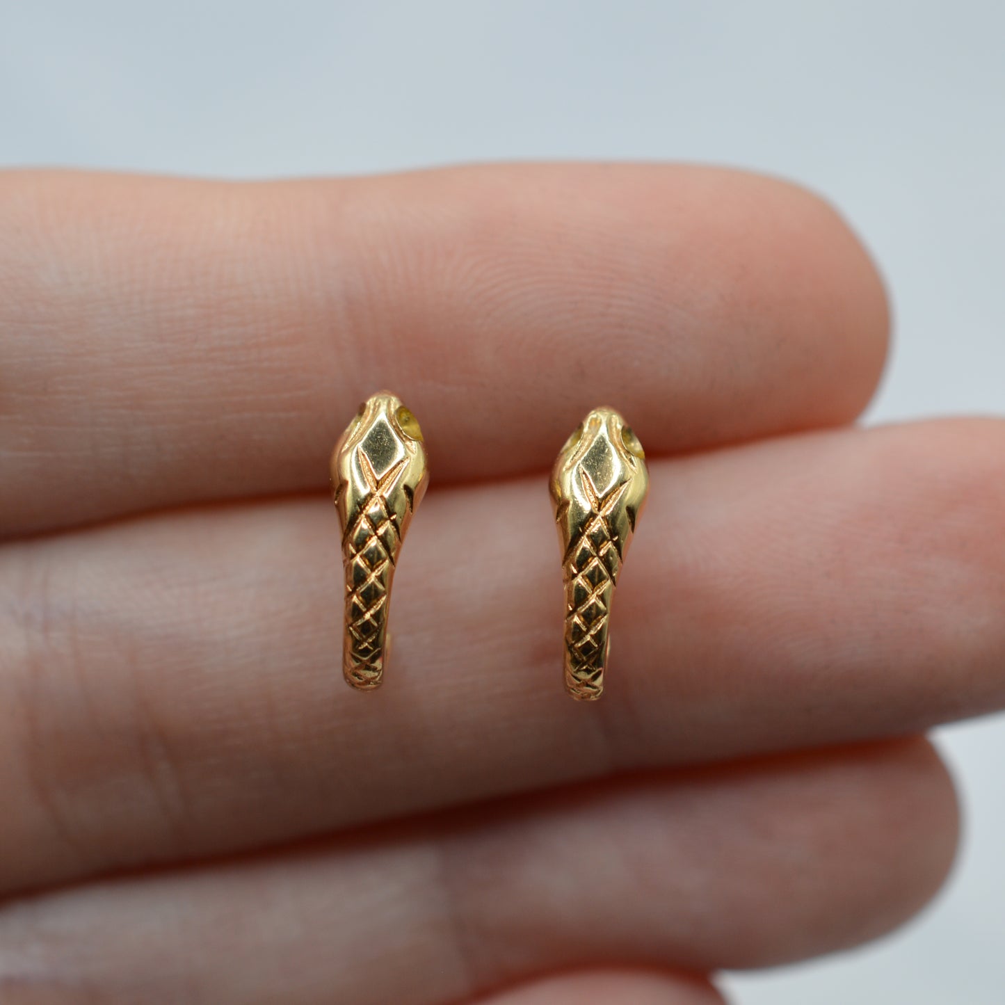 Vintage 1965 9ct Gold Snake Half-Hoop Earrings