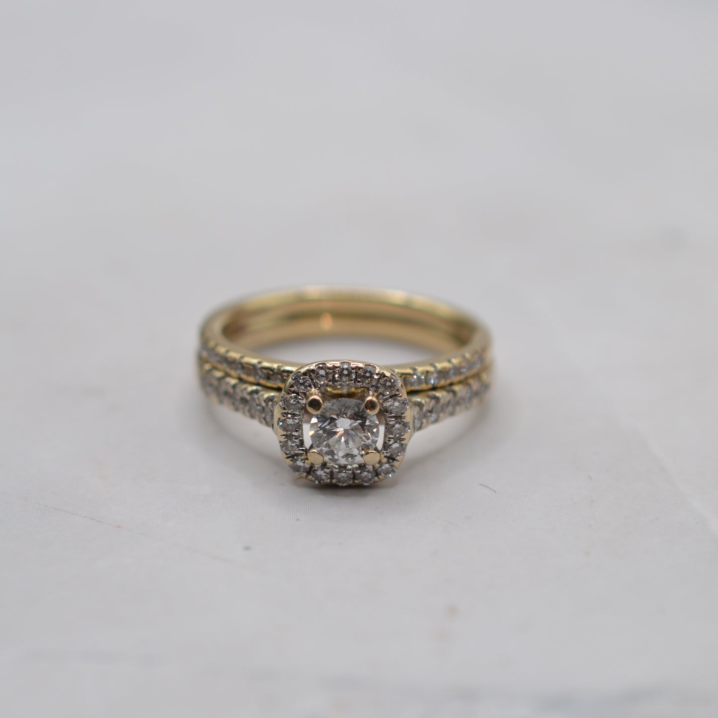 Stacking 18ct Gold Diamond Cluster & Half-Eternity Ring Set