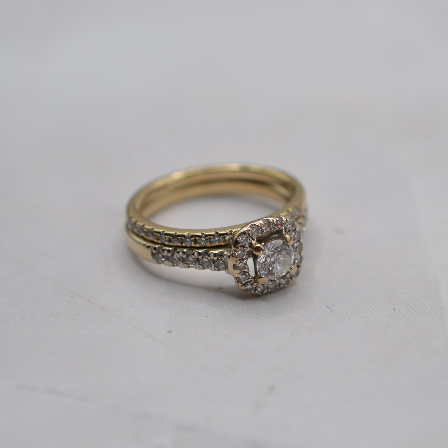 Stacking 18ct Gold Diamond Cluster & Half-Eternity Ring Set
