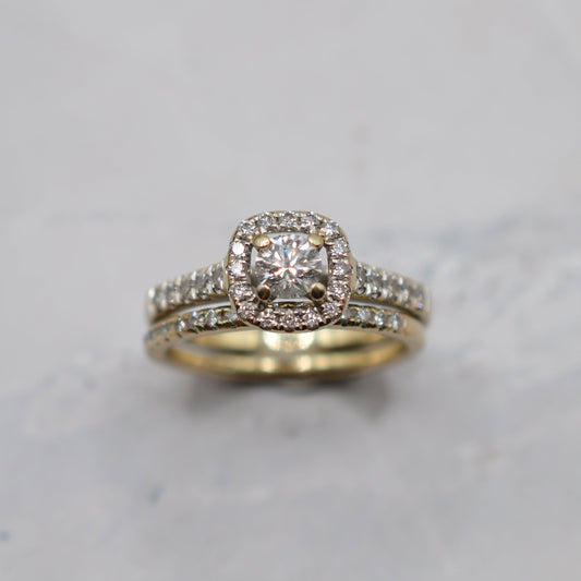 Stacking 18ct Gold Diamond Cluster & Half-Eternity Ring Set